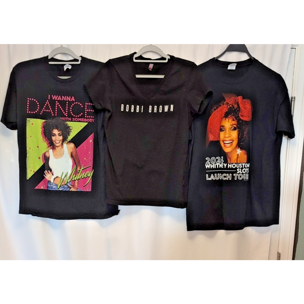 Whitney Houston Bobbi Brown 3 T shirt lot: 2 L 1 XL nightshirt slot launch gift